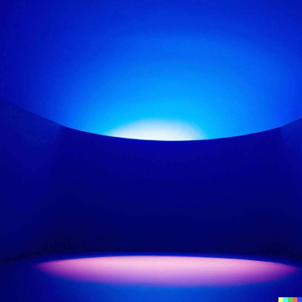the discovery of gravity in a light installation by James Turrell, photograph